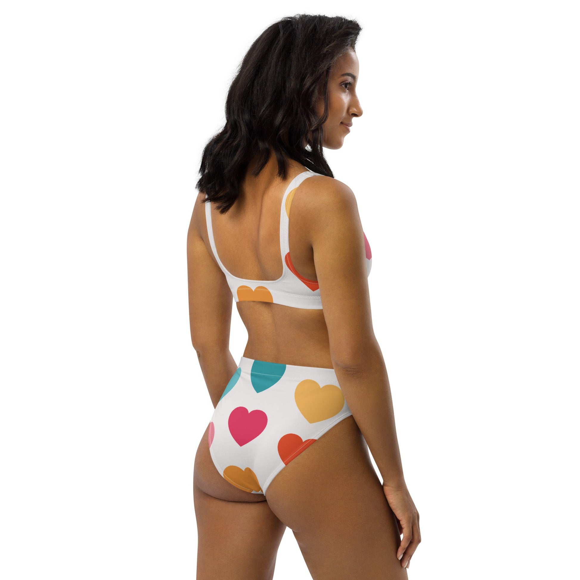 Women's High - waisted Bikini | Multicolor Bikini | Heart Print Bikini for Beach Babes - PratSN
