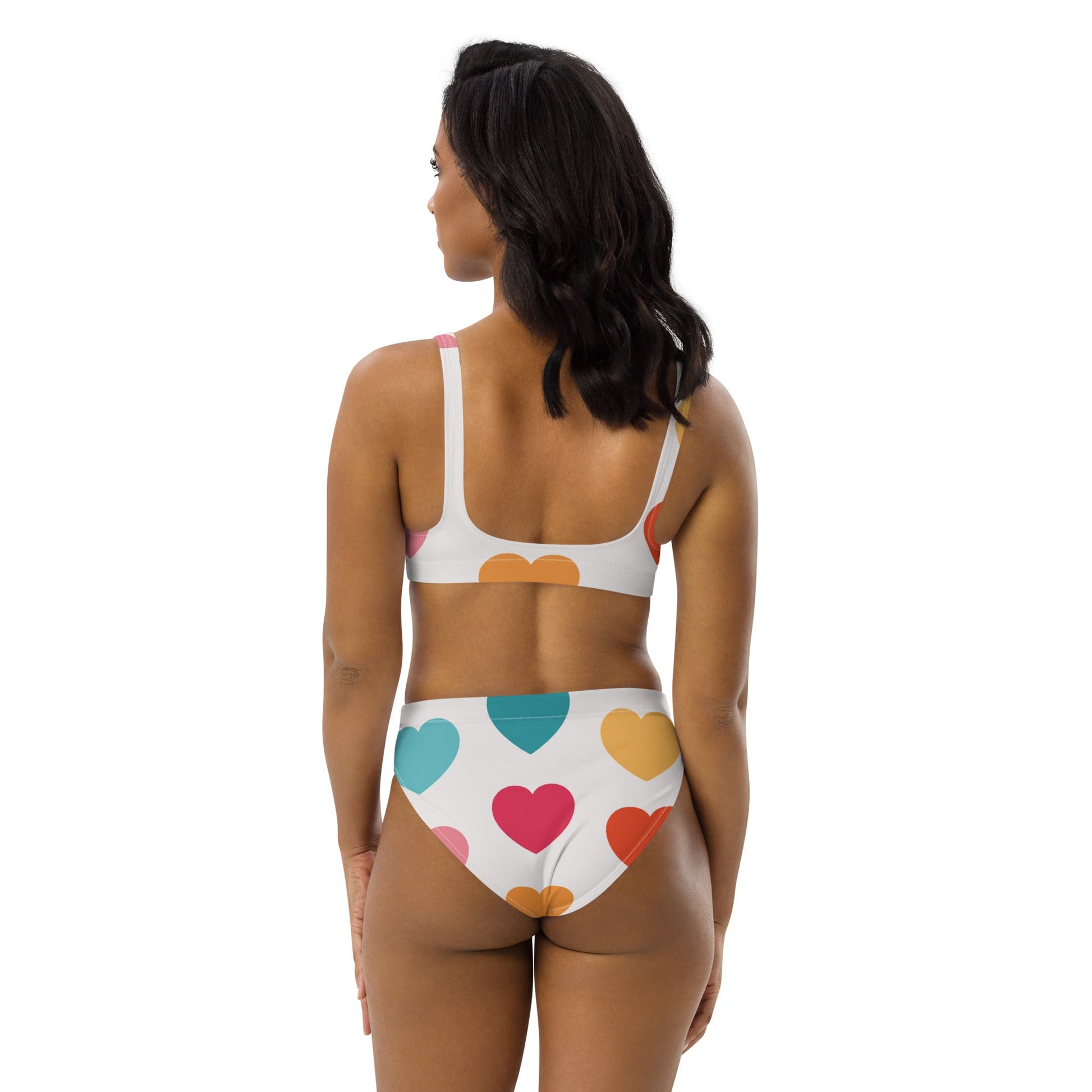 Women's High - waisted Bikini | Multicolor Bikini | Heart Print Bikini for Beach Babes - PratSN