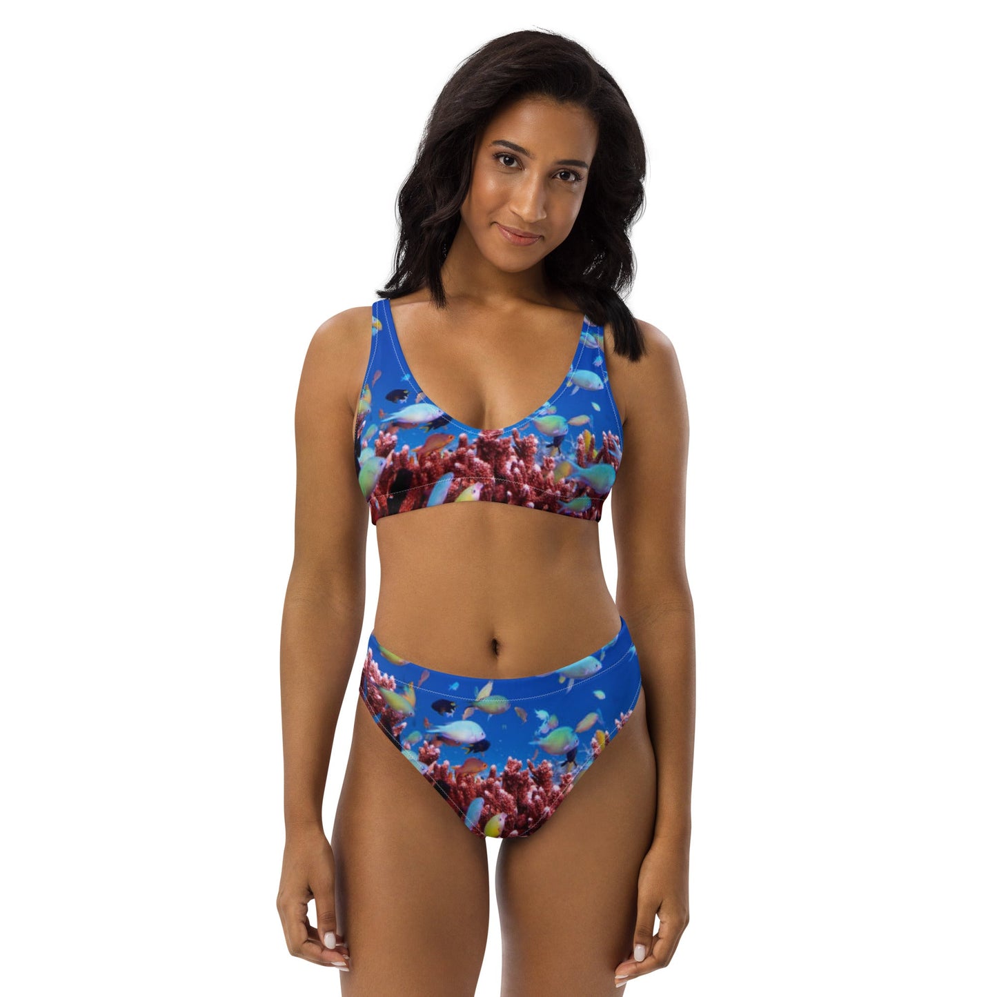 Women's high - waisted bikini, Sea Life Pattern Two Piece Bikini, Swimsuit for Women Vacation Beachwear Cruise Swimsuit, Bikini, Gift Bathing Suit - PratSN