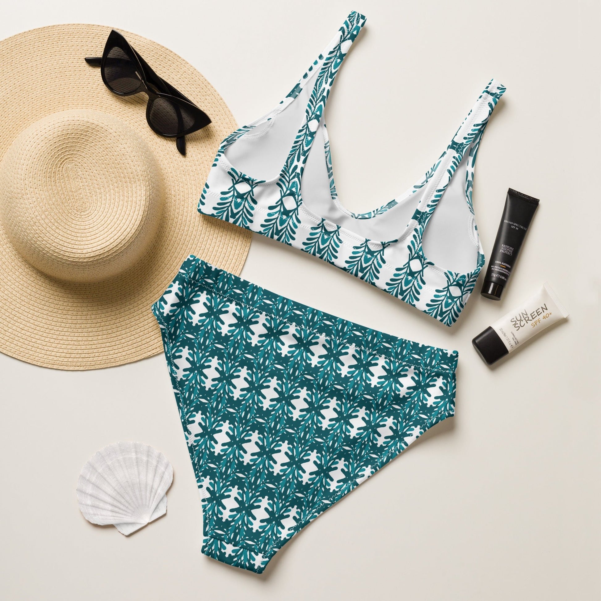 Women's high - waisted bikini Two Piece Swimsuits Tummy control bathing Suit Festive Pattern swimwear, classic beach dress - PratSN