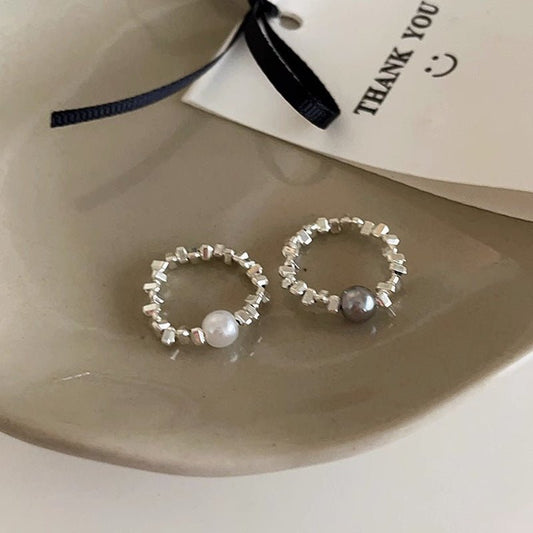 Women's Irregular Silver Pearl Ring - PratSN