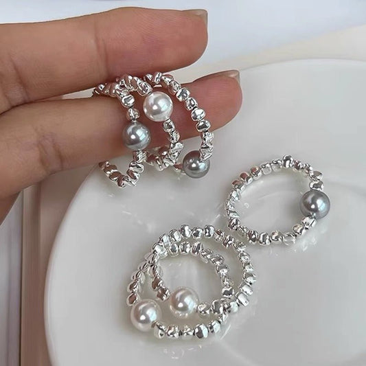 Women's Irregular Silver Pearl Ring - PratSN