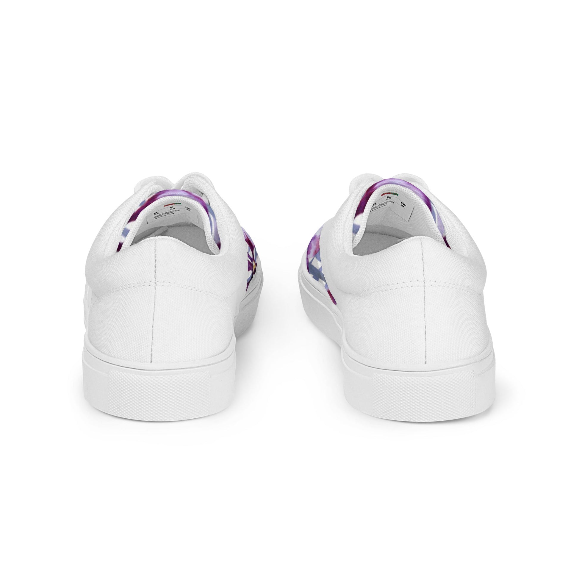 Women's Lace-up Canvas Shoes Lavender and White Floral Shoes
