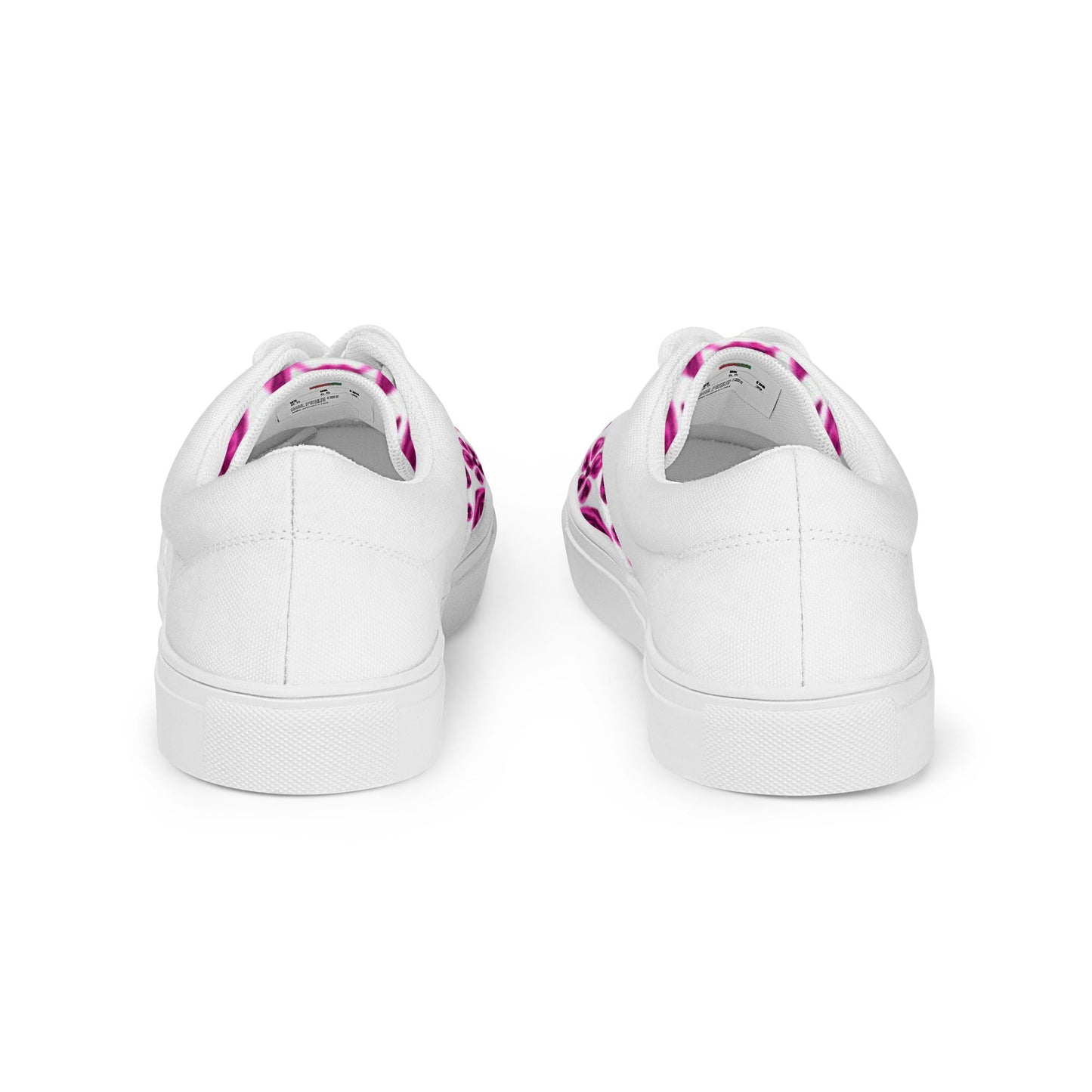 Women’s lace - up canvas shoes, Pink White Floral Shoes Casual Shoes, 60's 70's Retro Flowers Shoes Cute Summer and Spring Shoes - PratSN