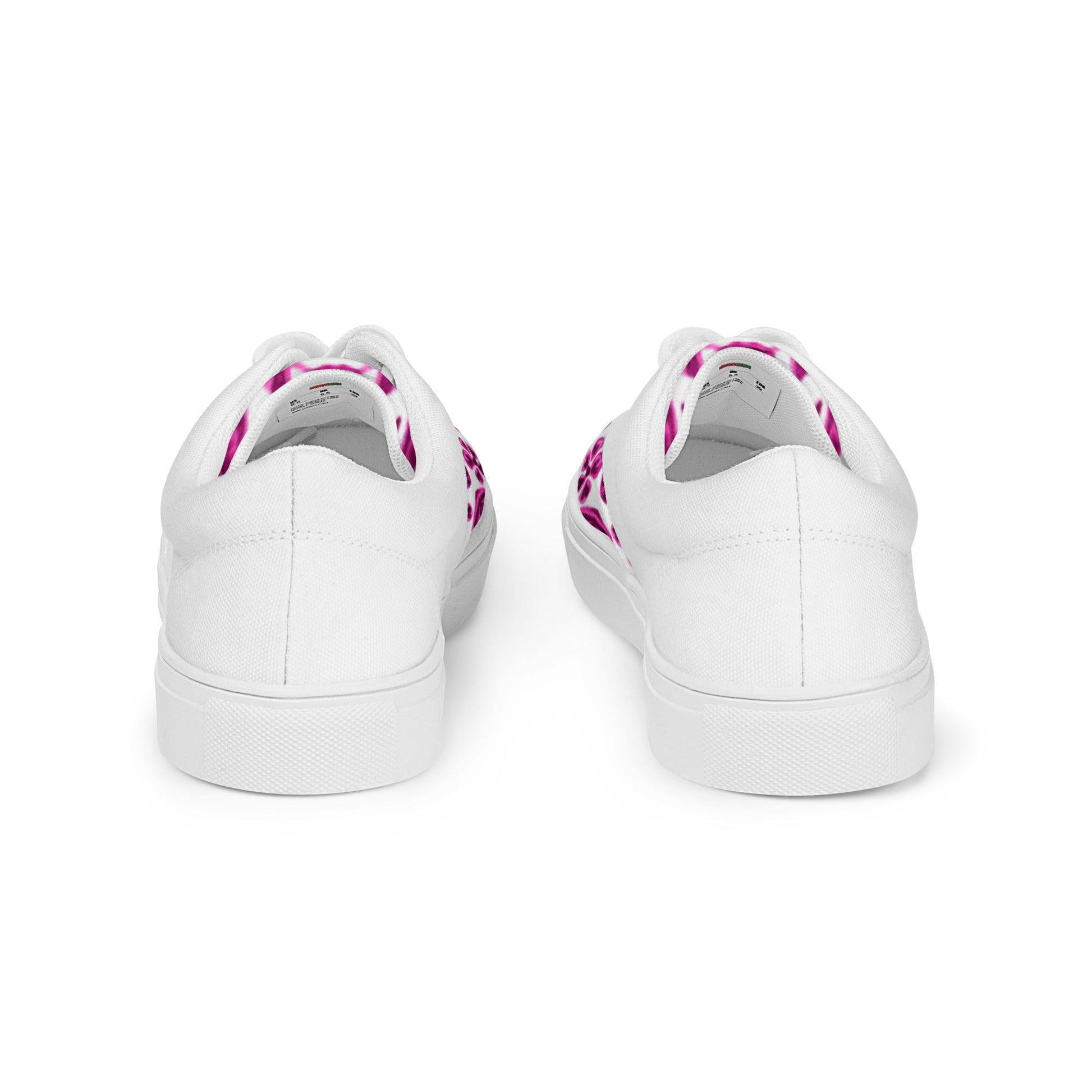 Women’s lace - up canvas shoes, Pink White Floral Shoes Casual Shoes, 60's 70's Retro Flowers Shoes Cute Summer and Spring Shoes - PratSN