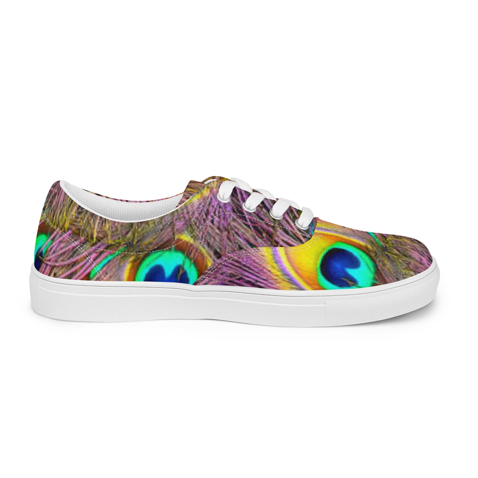 Women’s lace - up canvas shoes, Sneakers, Women's Athletic Footwear, Peacock Pattern, Tropical Print Workout Shoes, Bright Gym Shoes Animals Print Shoes - PratSN