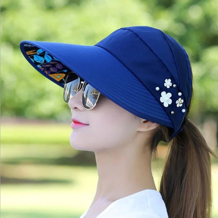 Womens Ladies Summer Wide Brim Foldable Sun Hat Anti - UV Beach Visor Caps Hats - PratSN