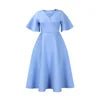 Women's Latest Design Flare Sleeve V - neck Fashion a Line Party Dresses Women Evening Dresses Women Lady Elegant Dress - PratSN