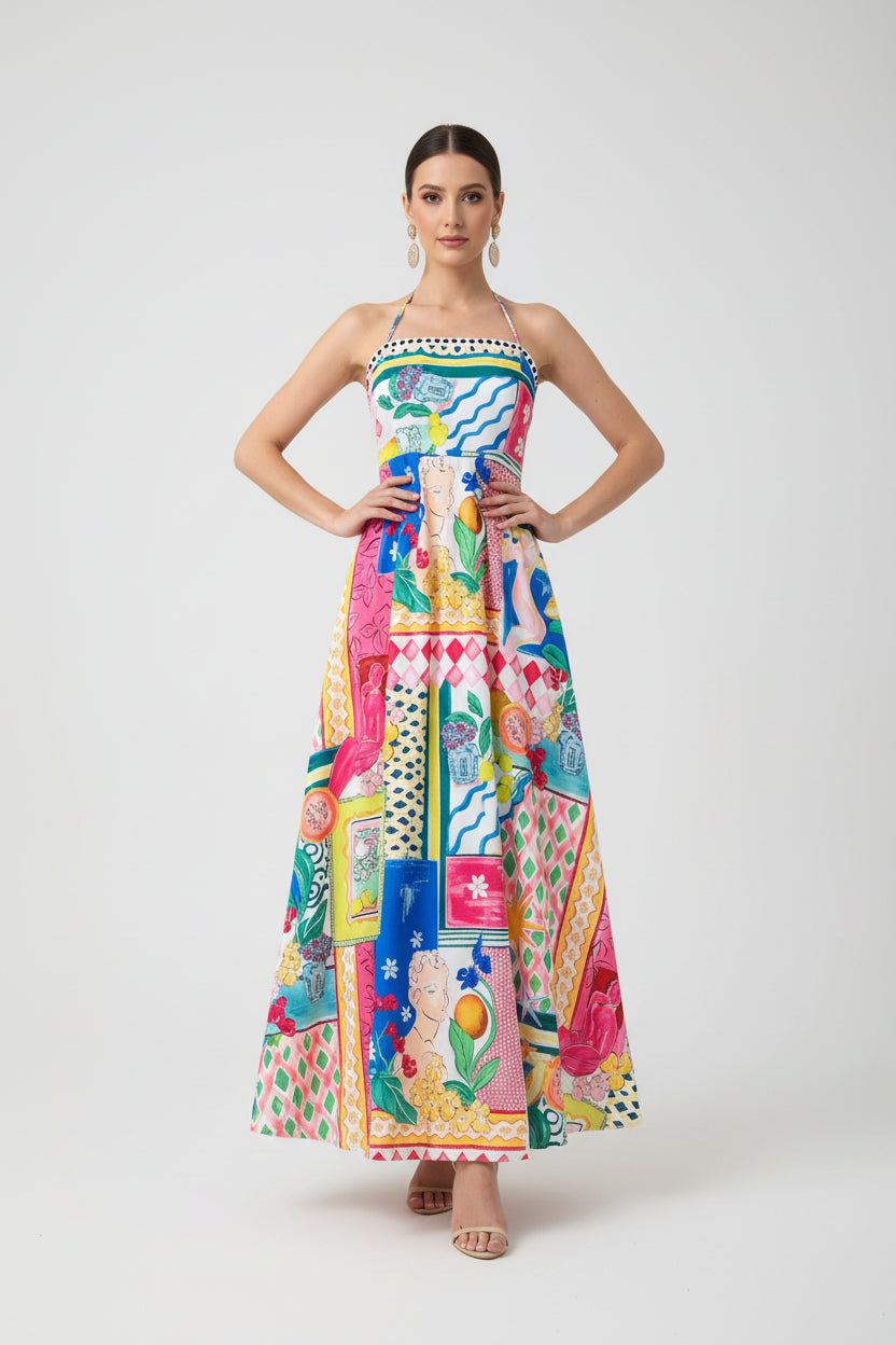 Women's Light Luxury Graffiti Printing Slip Dress - PratSN