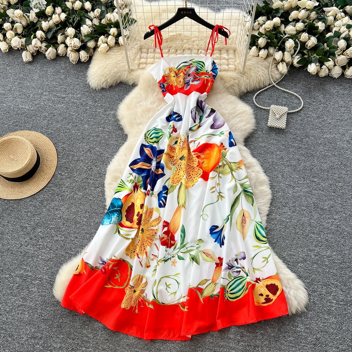 Women's Light Luxury Graffiti Printing Slip Dress - PratSN