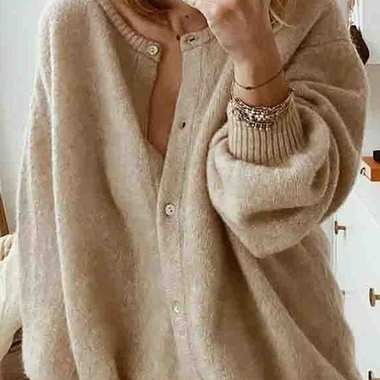 women's Long Sleeve Knitted Cardigan Sweater Lantern Sleeve - PratSN