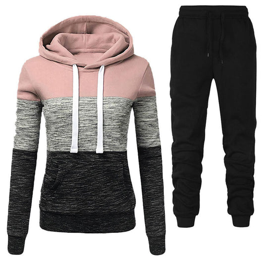 Women's Long - Sleeved Hooded Sweater Suit Women's Top Casual Color Matching - PratSN