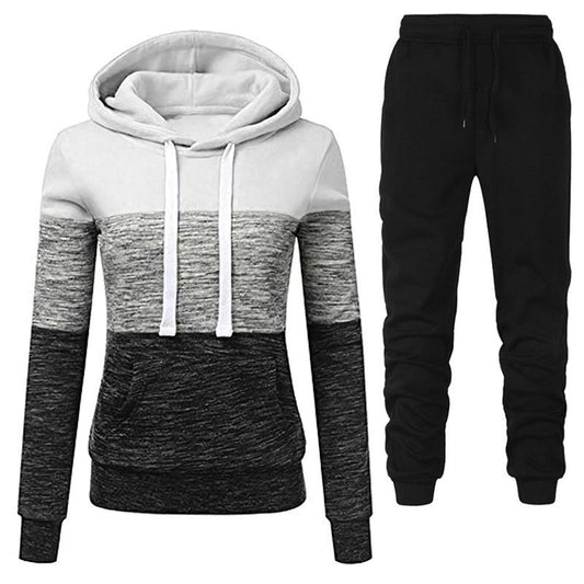 Women's Long - Sleeved Hooded Sweater Suit Women's Top Casual Color Matching - PratSN
