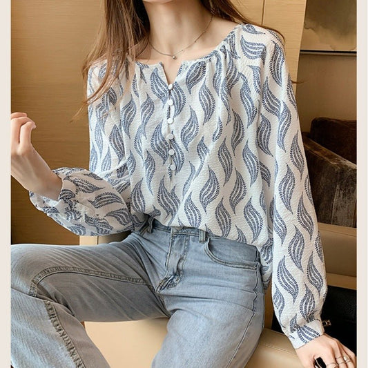 Women's Long - sleeved Printed Shirt - PratSN