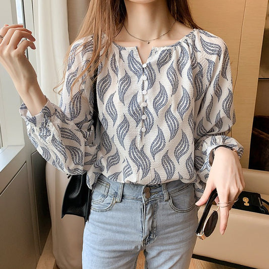 Women's Long - sleeved Printed Shirt - PratSN