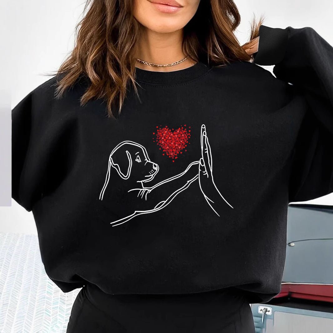 Women's Loose Black Round Neck Sweatshirt Autumn And Winter - PratSN