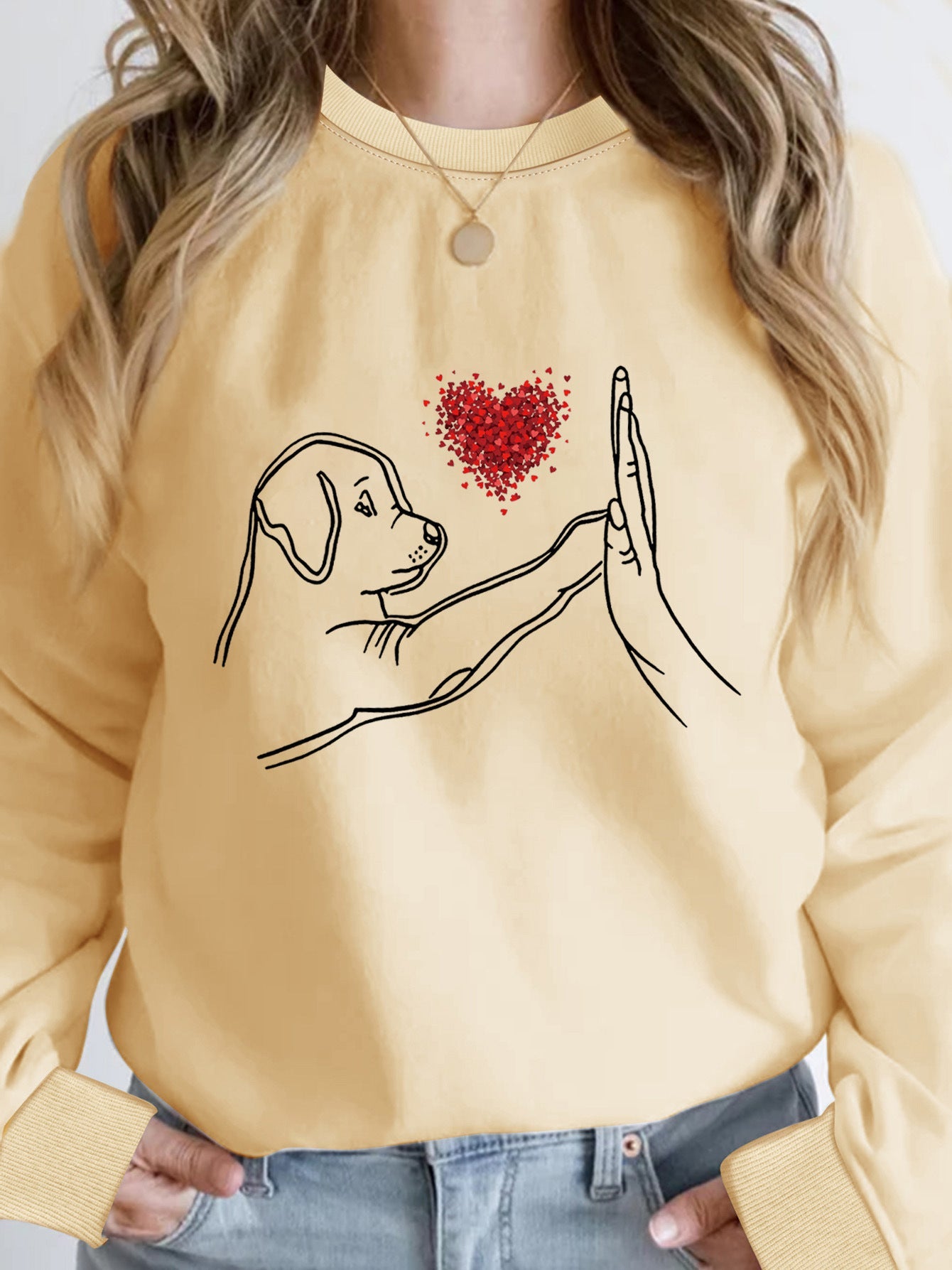 Women's Loose Black Round Neck Sweatshirt Autumn And Winter - PratSN