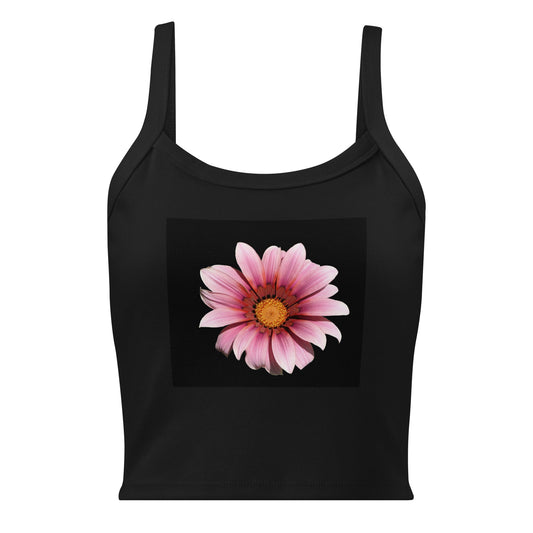 Women’s Micro-Rib Tank Top Black Floral Top - PratSN