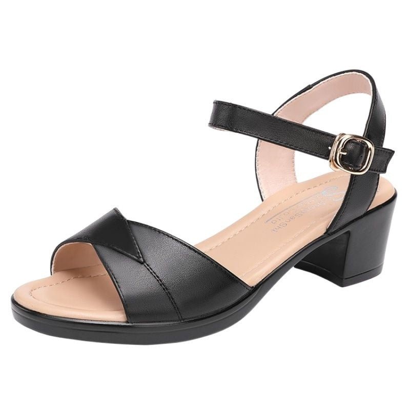 Women's Mid Heel 3 - 5cm Chunky Heel Open Toe Rubber Sandals Ankle - strap Buckle PU - PratSN