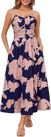 Women's Midi Elegant Pleated Floral Pocket Dress - PratSN