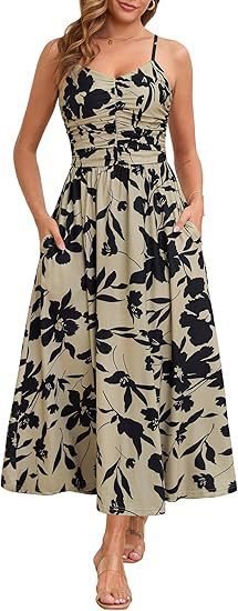 Women's Midi Elegant Pleated Floral Pocket Dress - PratSN