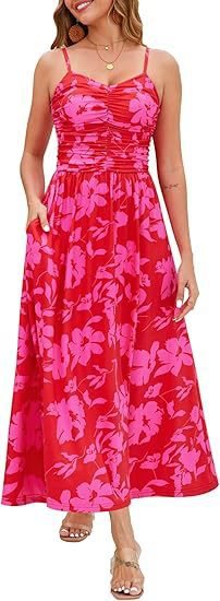 Women's Midi Elegant Pleated Floral Pocket Dress - PratSN