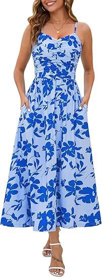 Women's Midi Elegant Pleated Floral Pocket Dress - PratSN