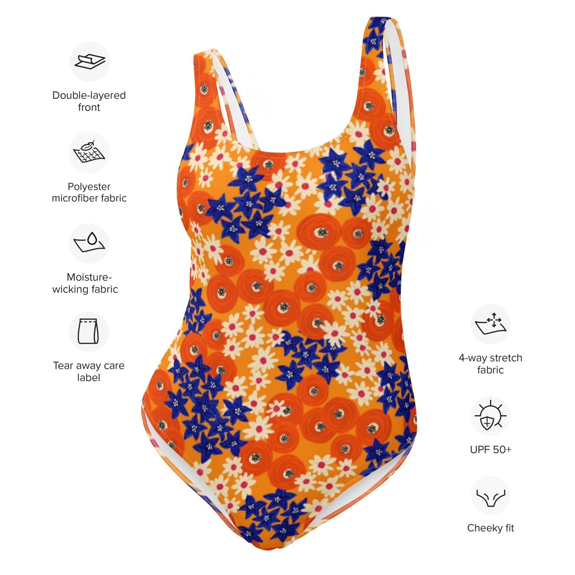 Women's One - Piece Swimsuit, Hawaiian Pattern Swimwear, Floral Outfit, Swimsuit, Beachwear, Bathing Suit - PratSN