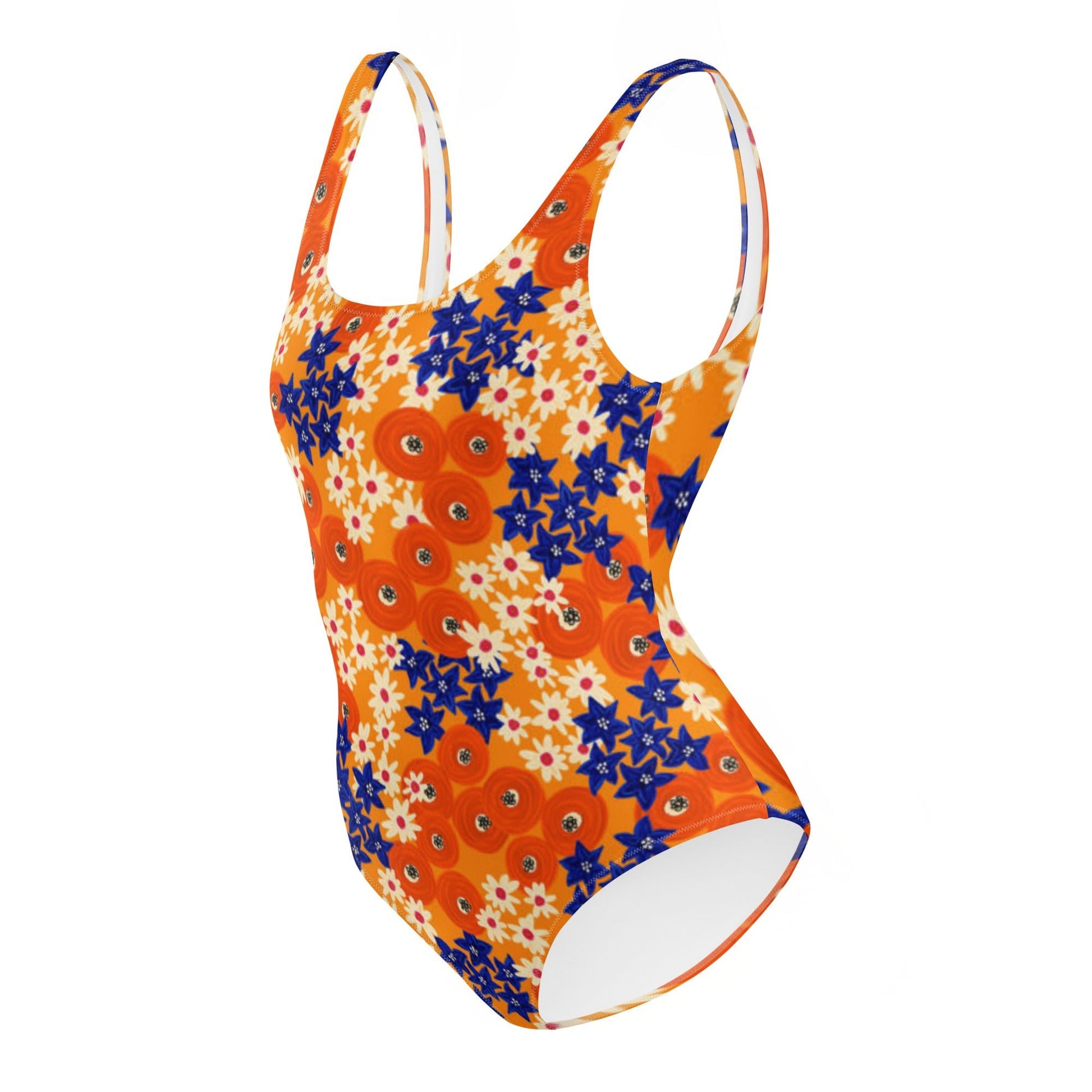 Women's One - Piece Swimsuit, Hawaiian Pattern Swimwear, Floral Outfit, Swimsuit, Beachwear, Bathing Suit - PratSN