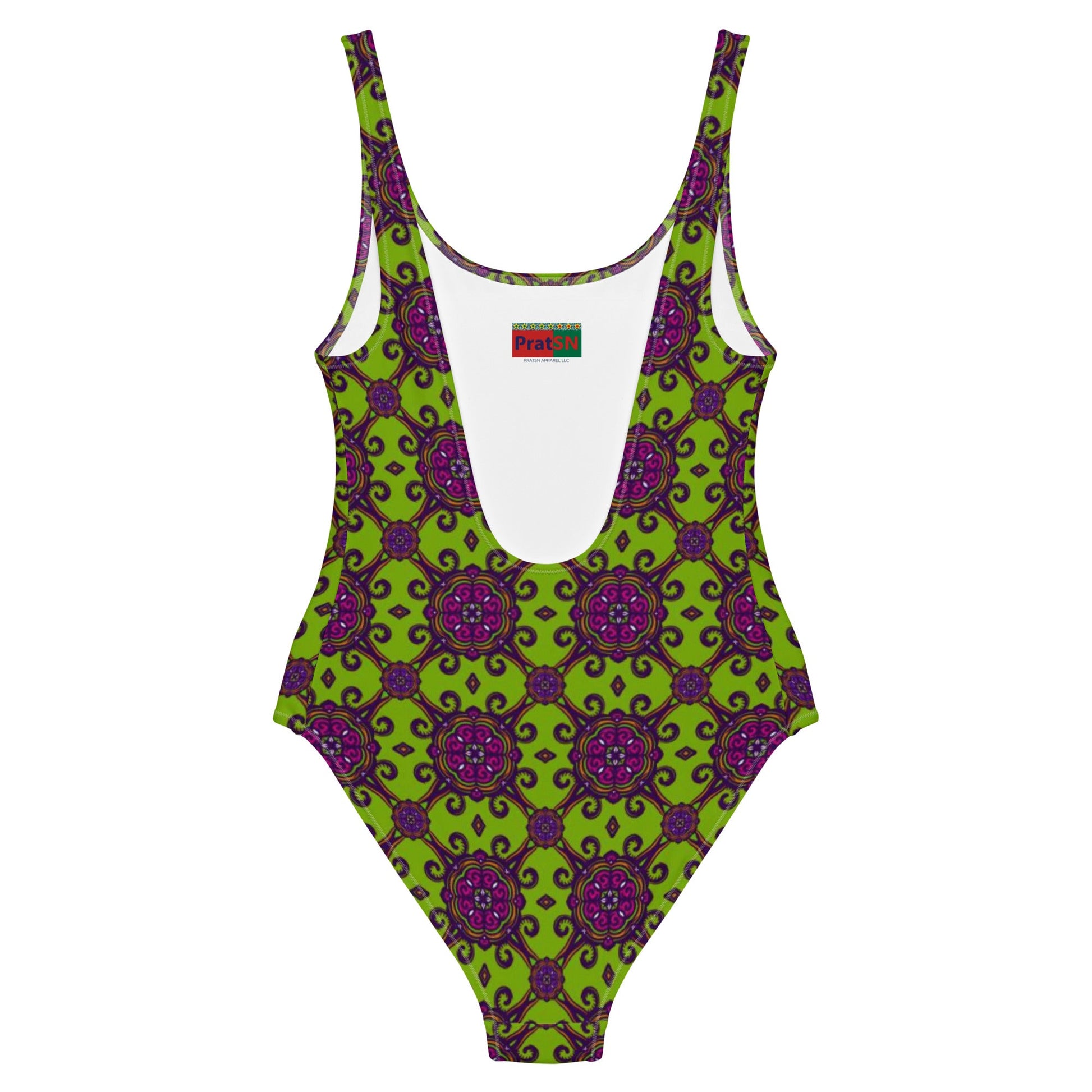 Women's One - Piece Swimsuit, Lime Green and Purple swimsuit, vacation swimwear, holiday travel swimwear, mothers day gift - PratSN