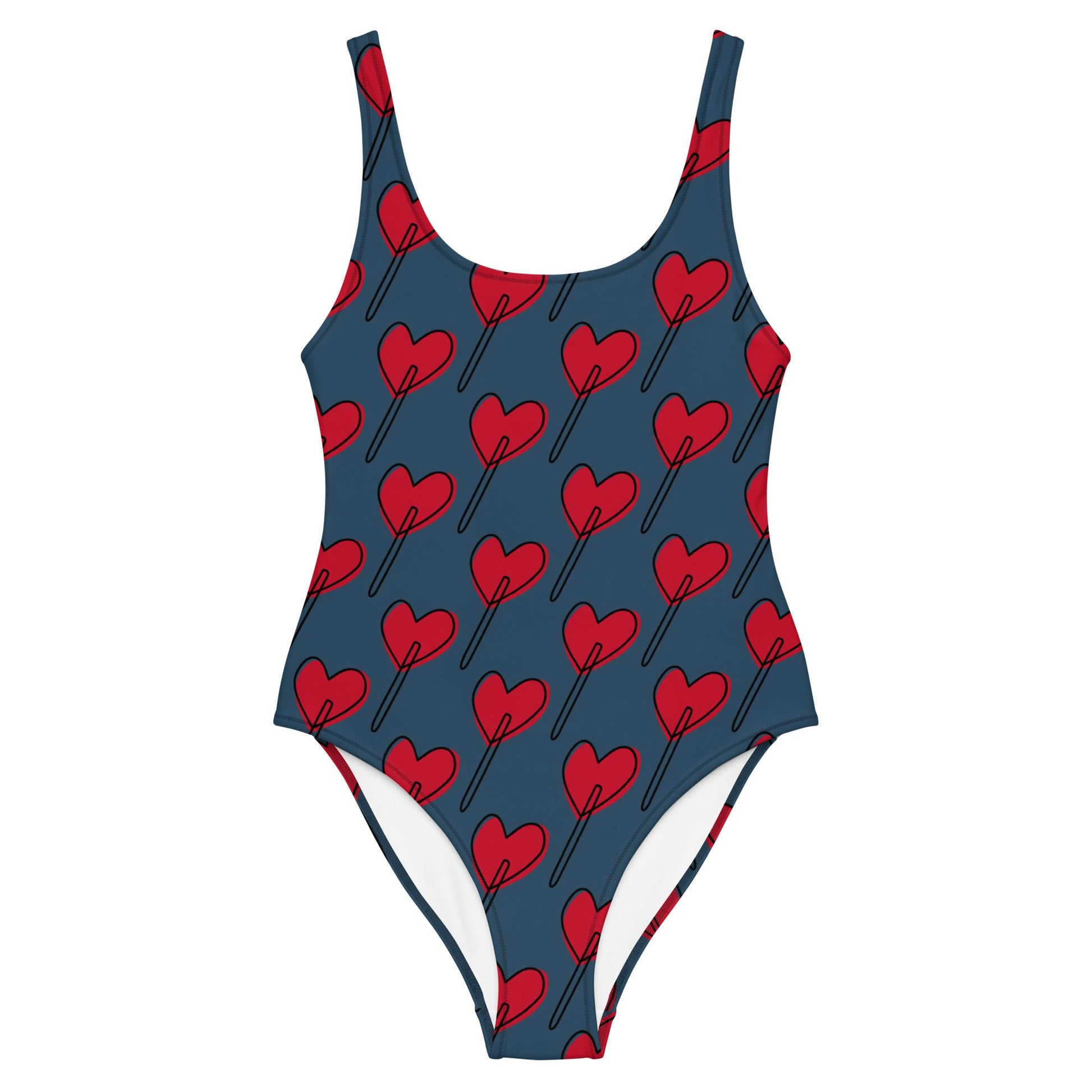 Women's One - Piece Swimsuit, Love Pattern Swimwear, Red Bathing Suit, vacation swimwear, holiday travel swimwear, mothers day gift - PratSN