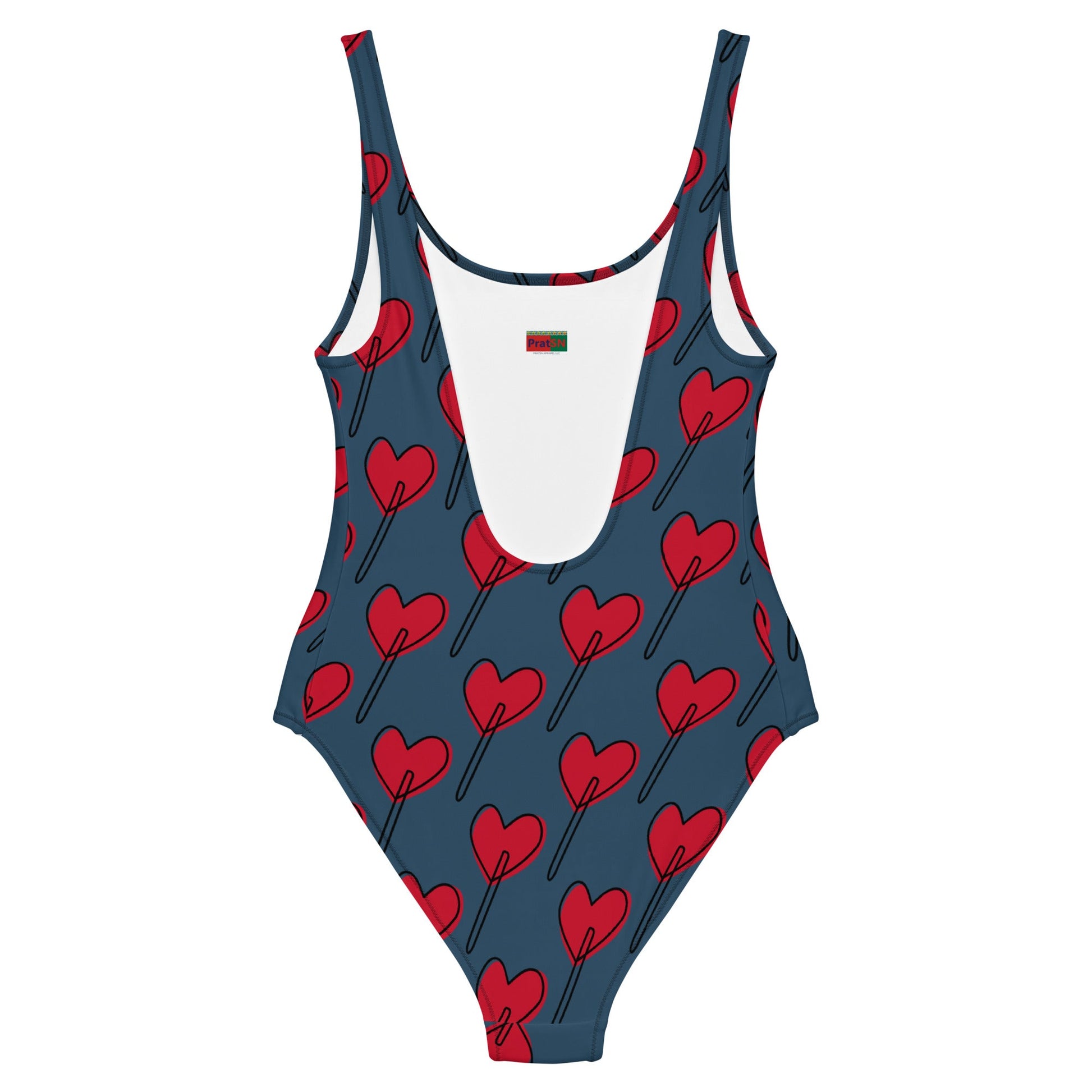 Women's One - Piece Swimsuit, Love Pattern Swimwear, Red Bathing Suit, vacation swimwear, holiday travel swimwear, mothers day gift - PratSN