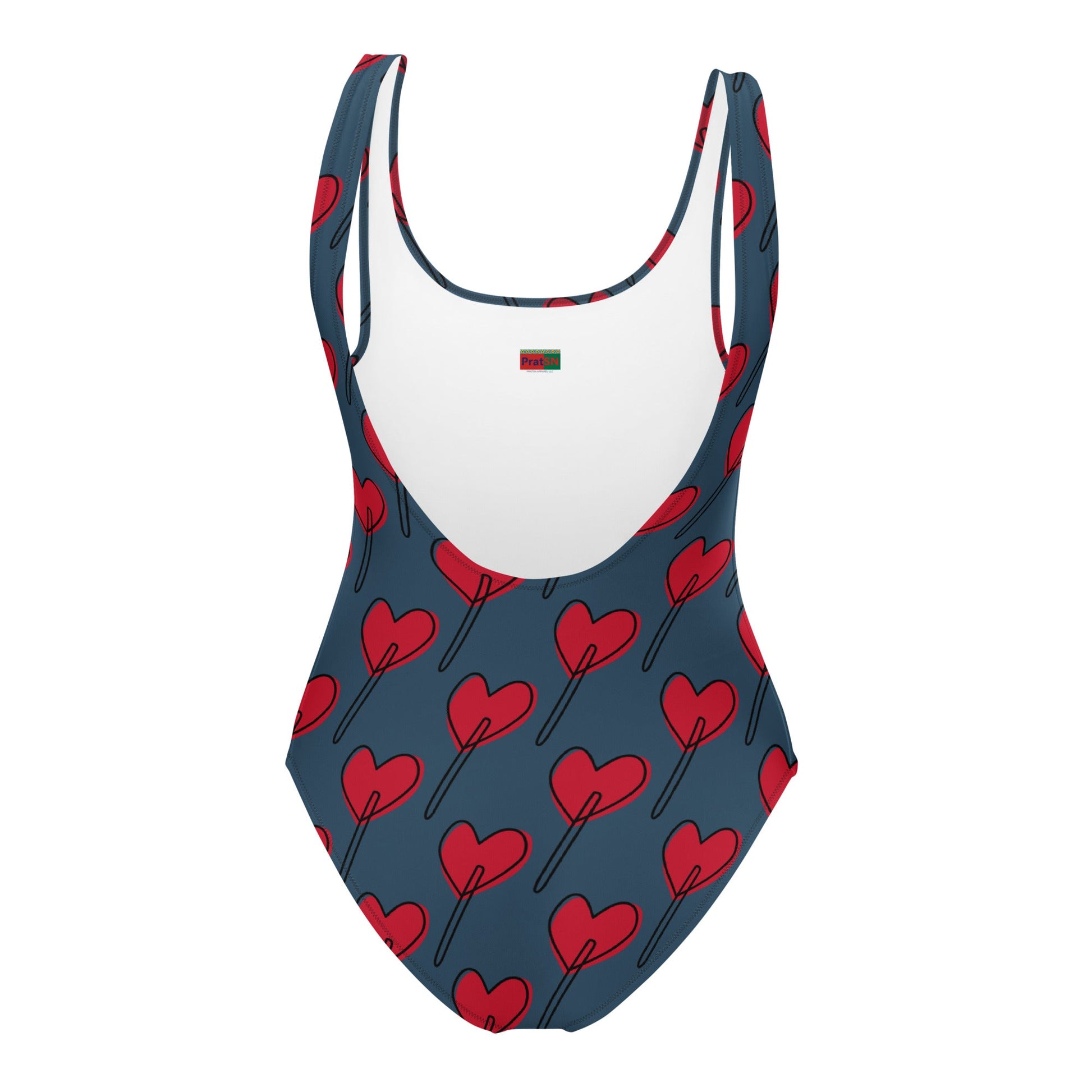 Women's One - Piece Swimsuit, Love Pattern Swimwear, Red Bathing Suit, vacation swimwear, holiday travel swimwear, mothers day gift - PratSN