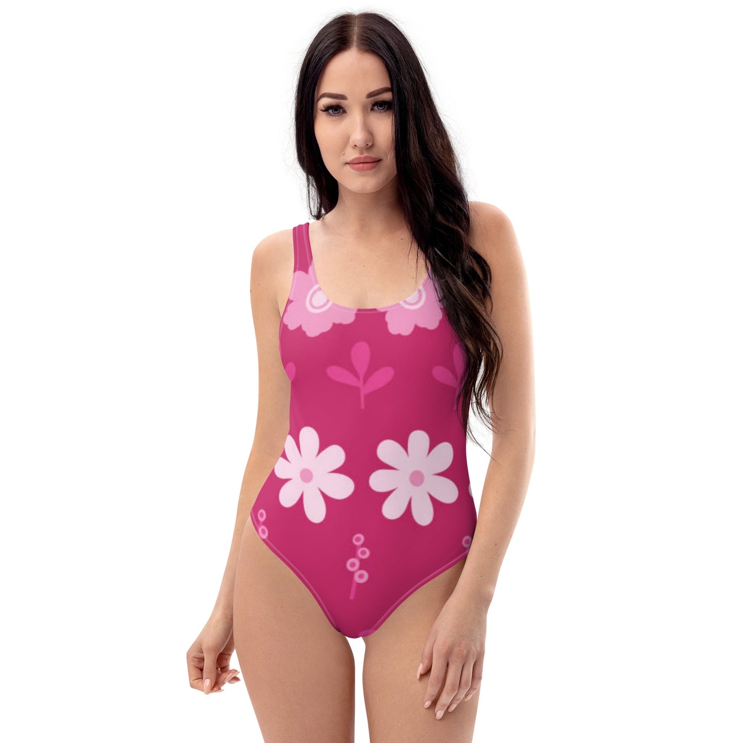 Women's One - Piece Swimsuit, Pink Floral Swimwear, tankinis, Swimsuit, Beachwear, Bathing Suit - PratSN
