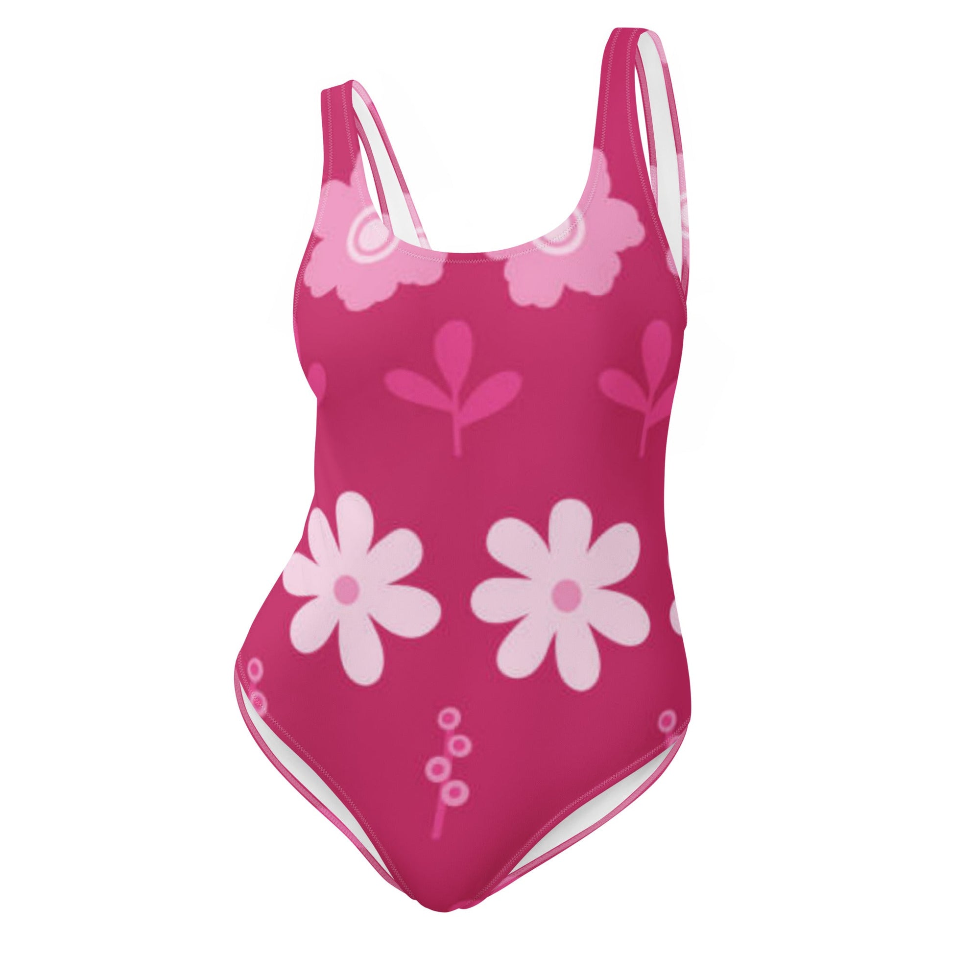Women's One - Piece Swimsuit, Pink Floral Swimwear, tankinis, Swimsuit, Beachwear, Bathing Suit - PratSN