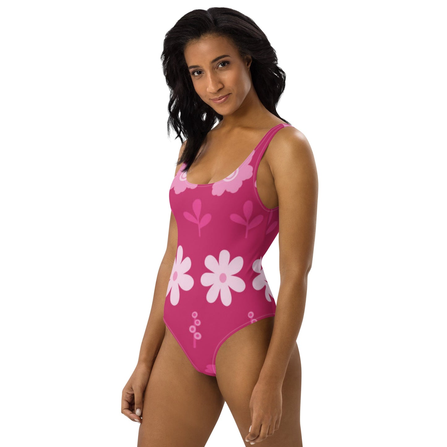 Women's One - Piece Swimsuit, Pink Floral Swimwear, tankinis, Swimsuit, Beachwear, Bathing Suit - PratSN