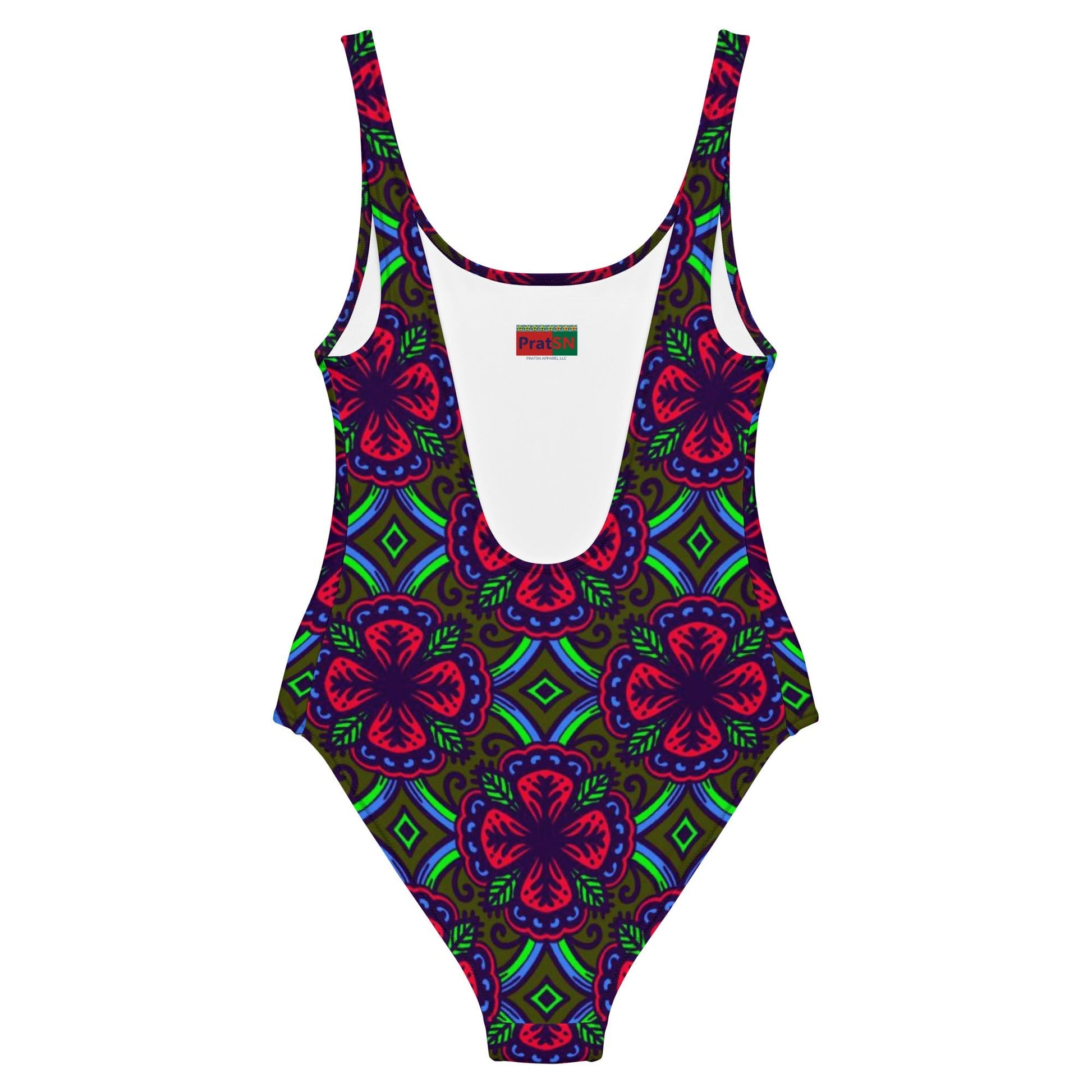 Women's One - Piece Swimsuit, Red Green swimsuit, vacation swimwear, holiday travel swimwear, mothers day gift - PratSN