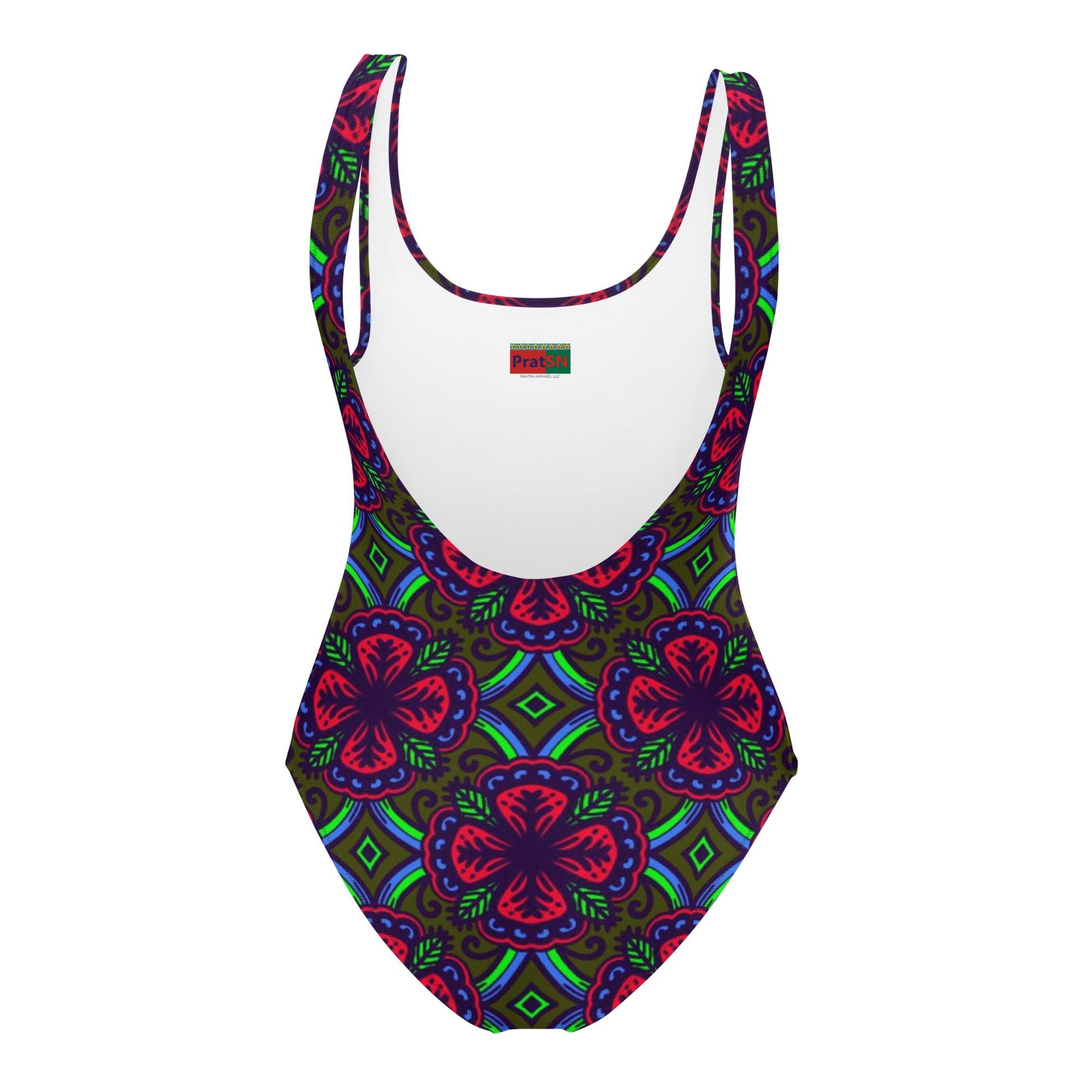 Women's One - Piece Swimsuit, Red Green swimsuit, vacation swimwear, holiday travel swimwear, mothers day gift - PratSN