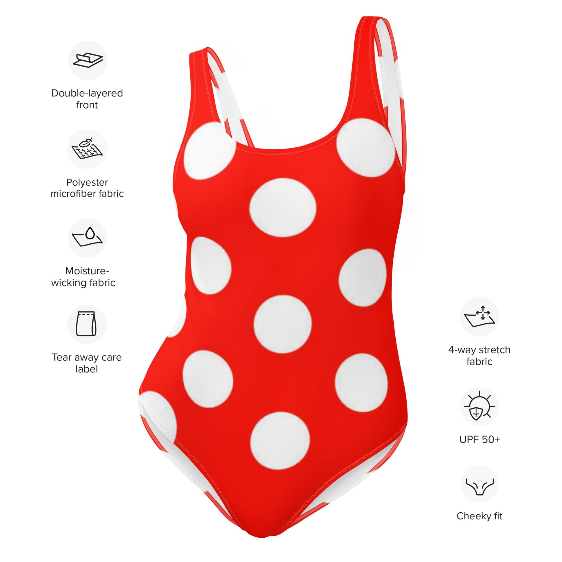 Women's One - Piece Swimsuit, Red White Bathing Suit, vacation swimwear, holiday travel swimwear, mothers day gift - PratSN