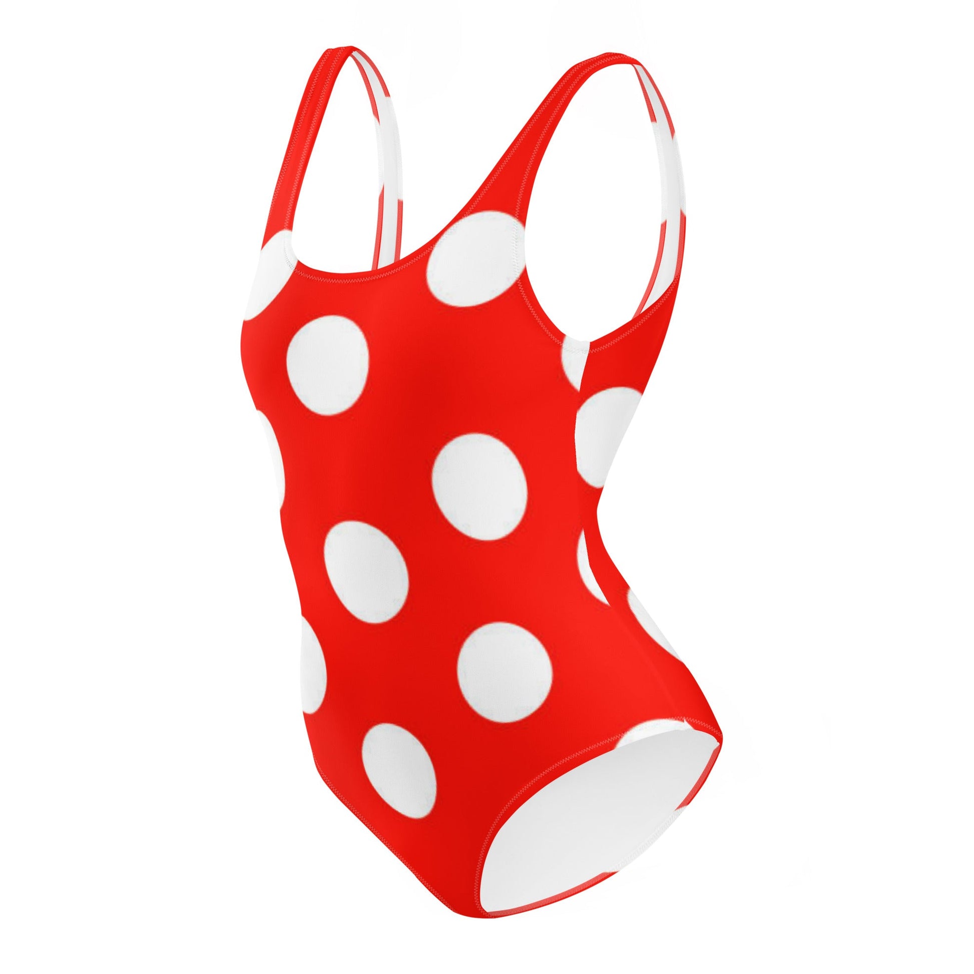 Women's One - Piece Swimsuit, Red White Bathing Suit, vacation swimwear, holiday travel swimwear, mothers day gift - PratSN