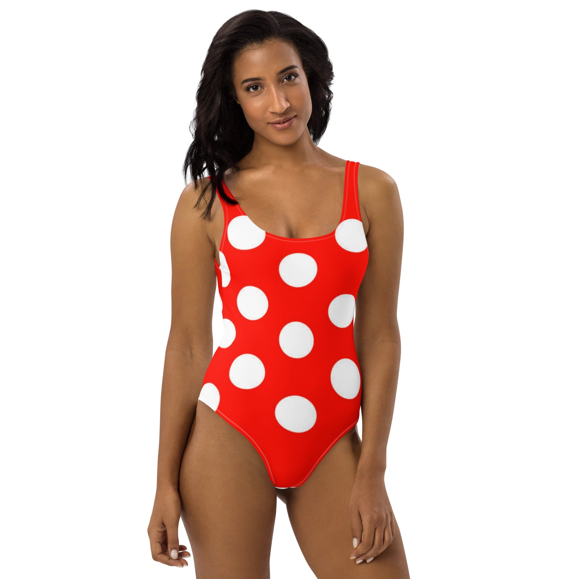 Women's One - Piece Swimsuit, Red White Bathing Suit, vacation swimwear, holiday travel swimwear, mothers day gift - PratSN