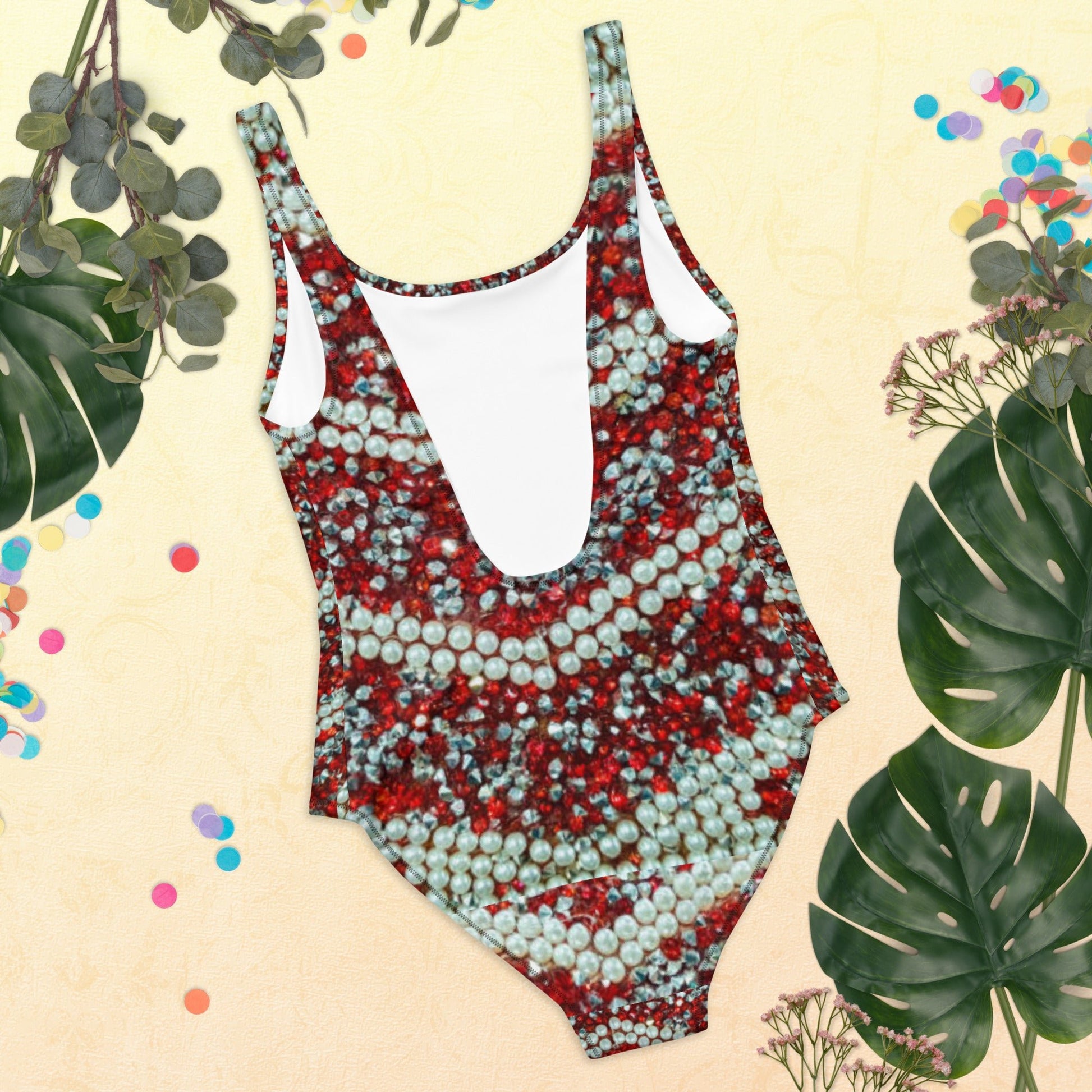 Women's One - Piece Swimsuit, Rhinestone Print Swimwear, Swimsuit, Beachwear, Bathing Suit - PratSN