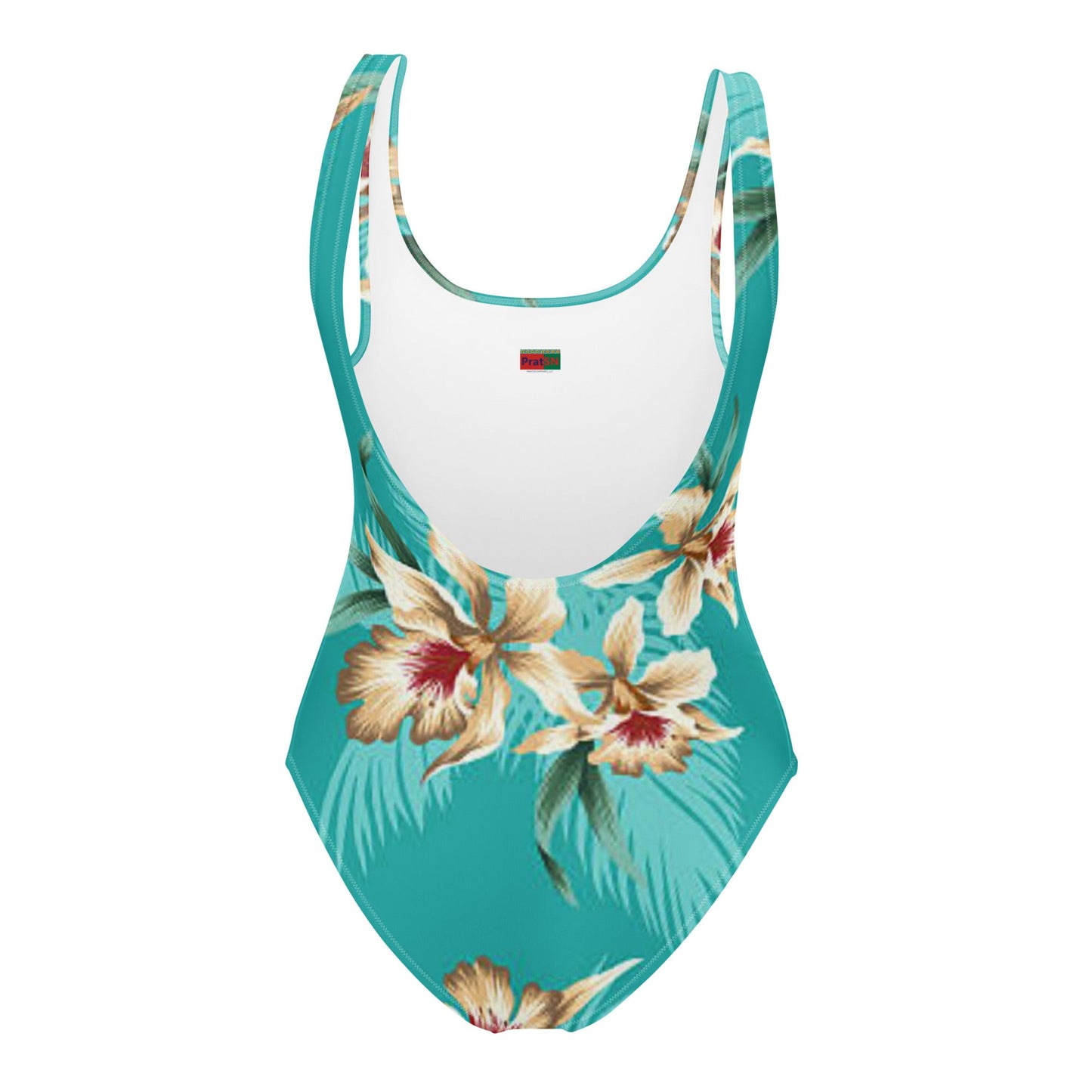 Women's One - Piece Swimsuit, Sea Blue Bathing Suit, Floral Swimwear ,vacation swimwear, holiday travel swimwear, mothers day gift - PratSN
