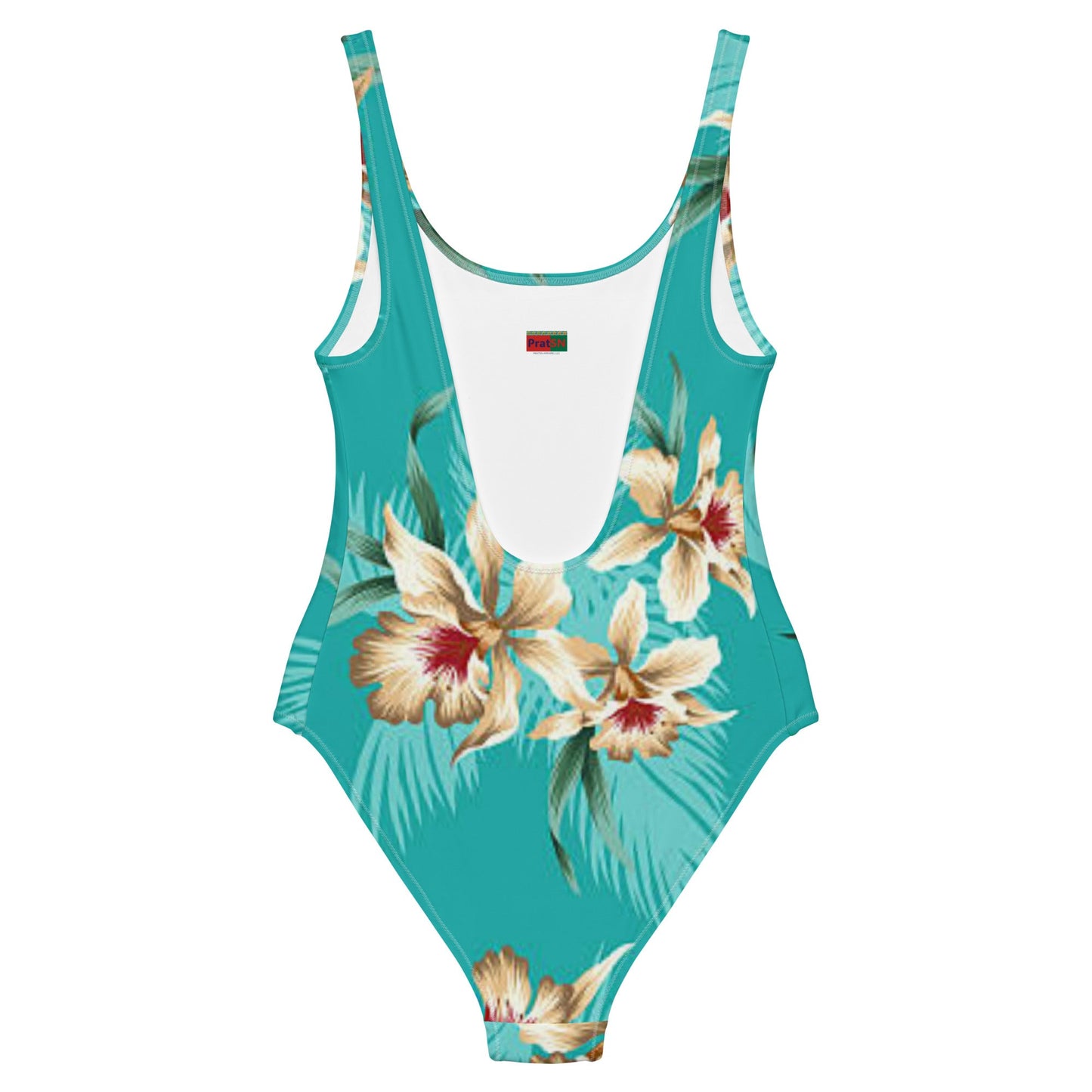 Women's One - Piece Swimsuit, Sea Blue Bathing Suit, Floral Swimwear ,vacation swimwear, holiday travel swimwear, mothers day gift - PratSN