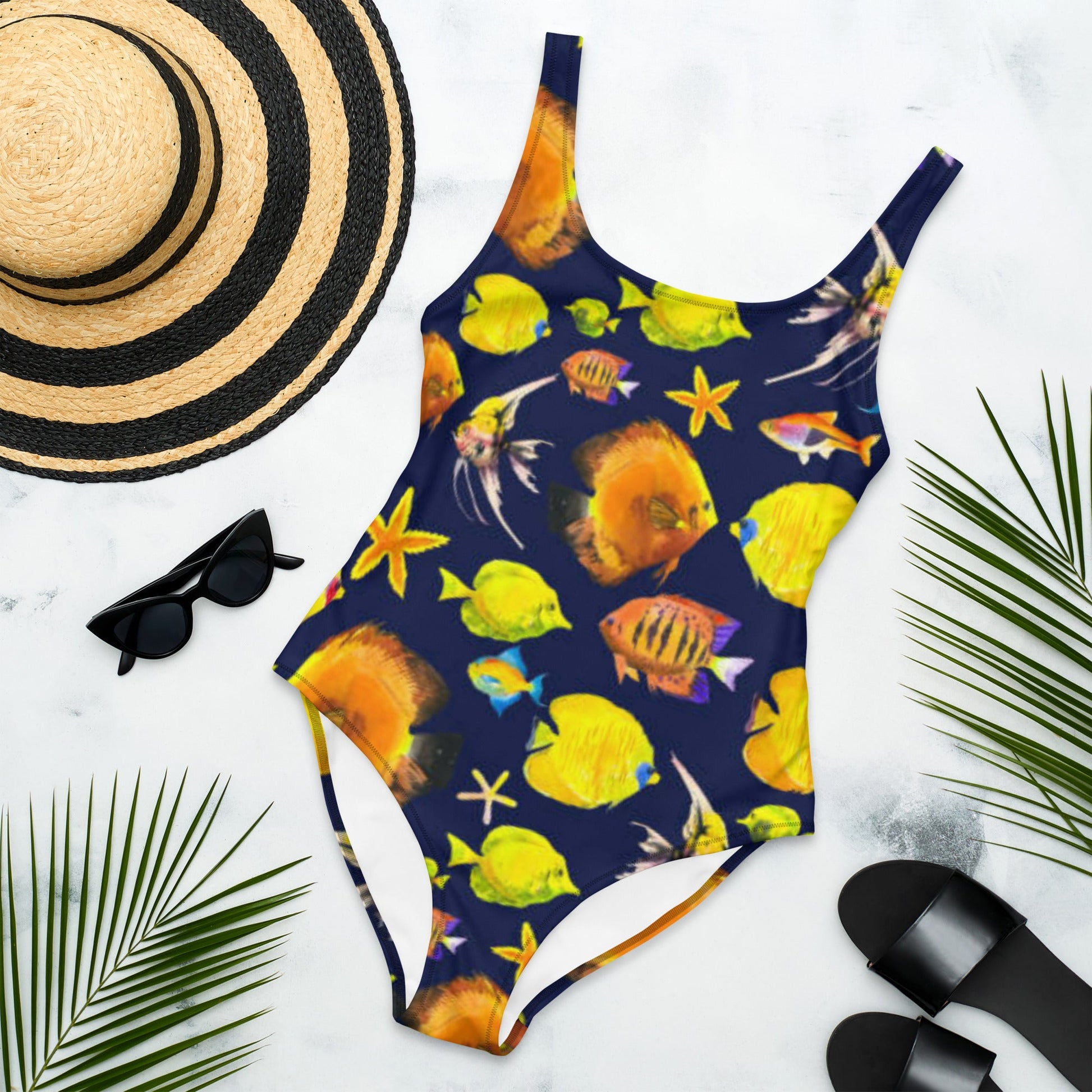 Women's One - Piece Swimsuit, Sea Life Pattern Outfit, beach dress, Cute Summer Bikini - PratSN