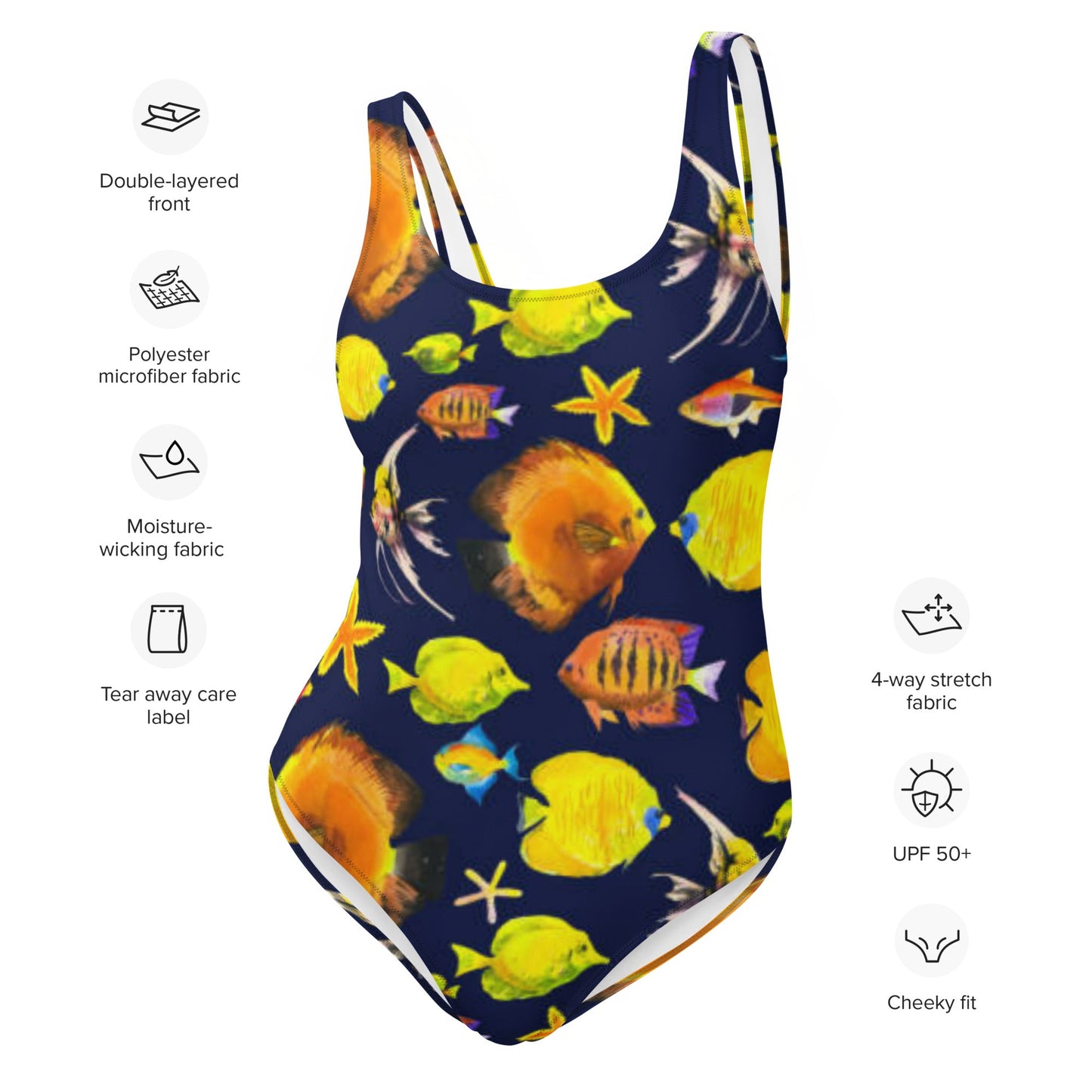 Women's One - Piece Swimsuit, Sea Life Pattern Outfit, beach dress, Cute Summer Bikini - PratSN