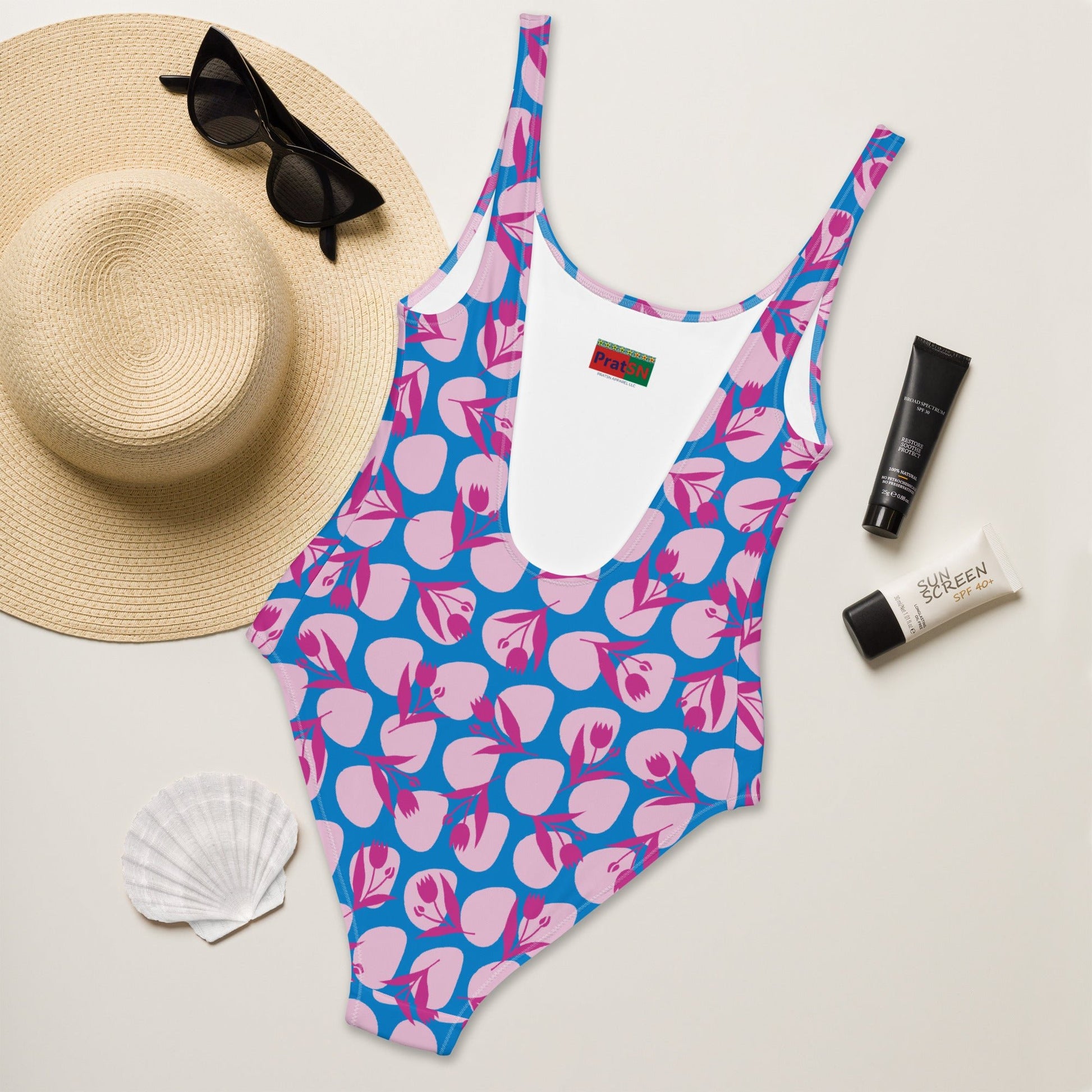 Women's One - Piece Swimsuit, Sky Blue Bathing Suit, vacation swimwear, holiday travel swimwear, mothers day gift - PratSN