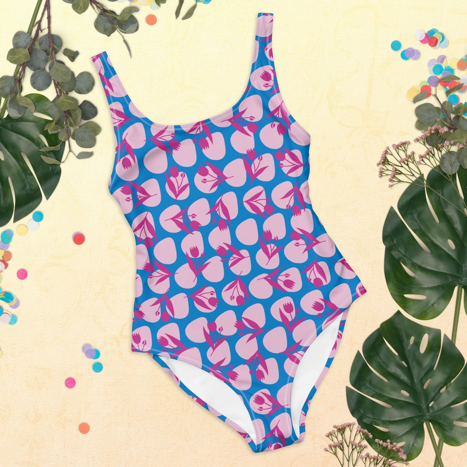 Women's One - Piece Swimsuit, Sky Blue Bathing Suit, vacation swimwear, holiday travel swimwear, mothers day gift - PratSN