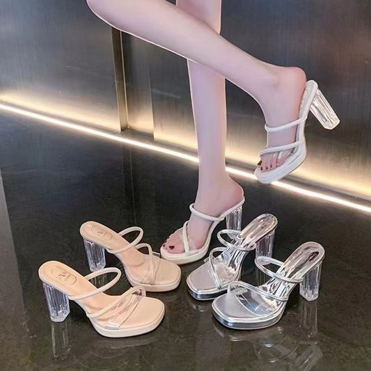Women's Open Toe With Chunky Heel Platform High Heel Sandals - PratSN