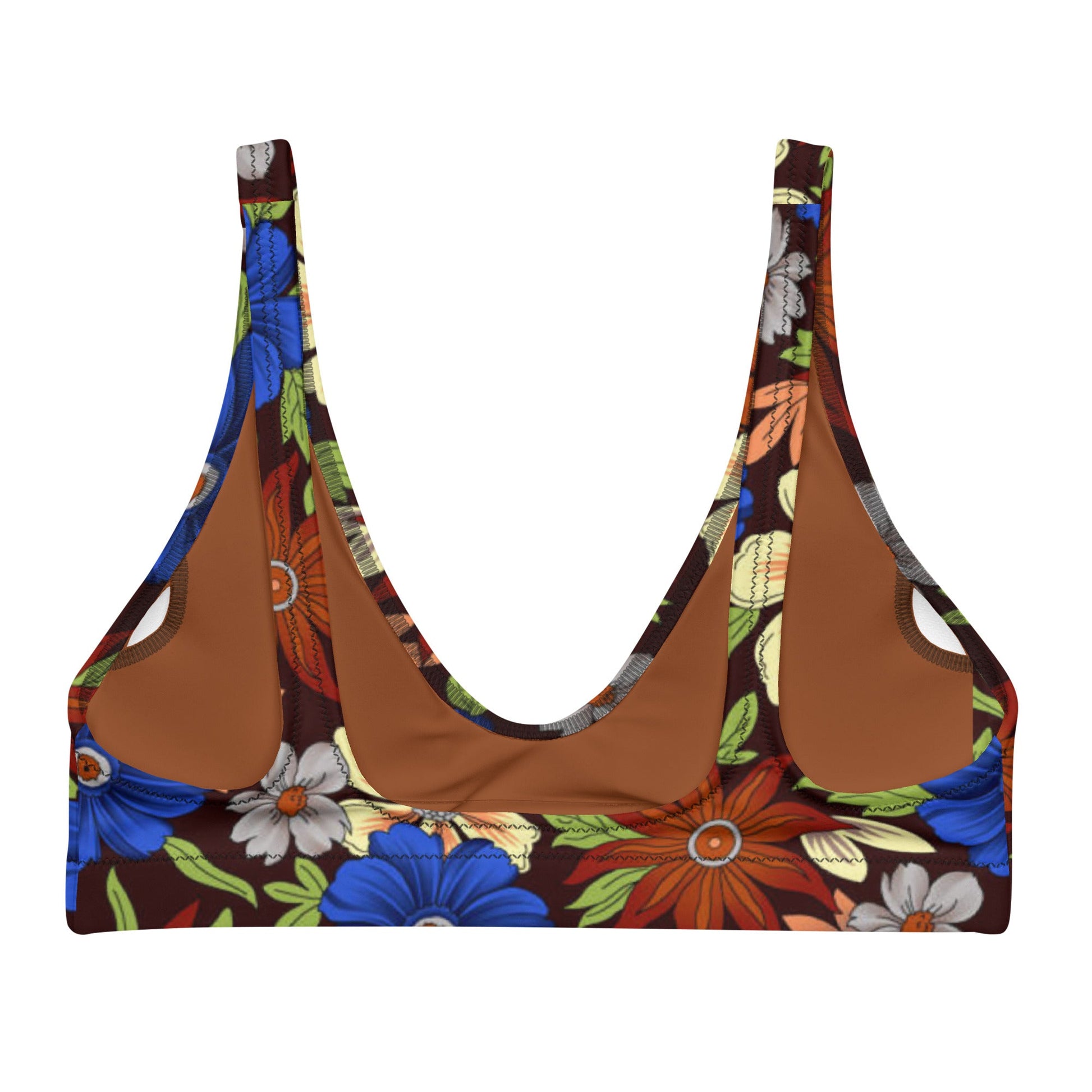 Women's padded bikini top, floral swimwear, classic beach dress - PratSN